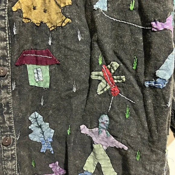 Patched Black Button-Up Shirt - Picture 4 of 8